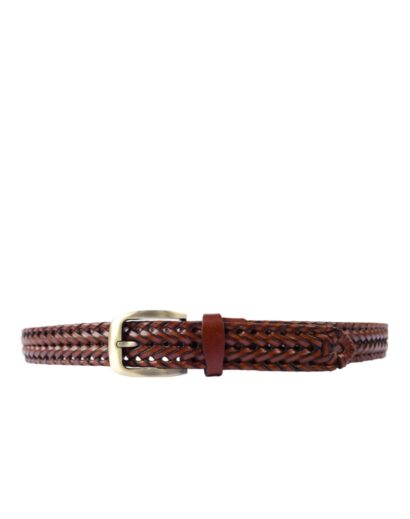 brown braided mens leather belt 1-3
